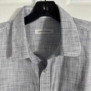 James Campbell 100% cotton short sleeved shirt, exposed seams, no size tag